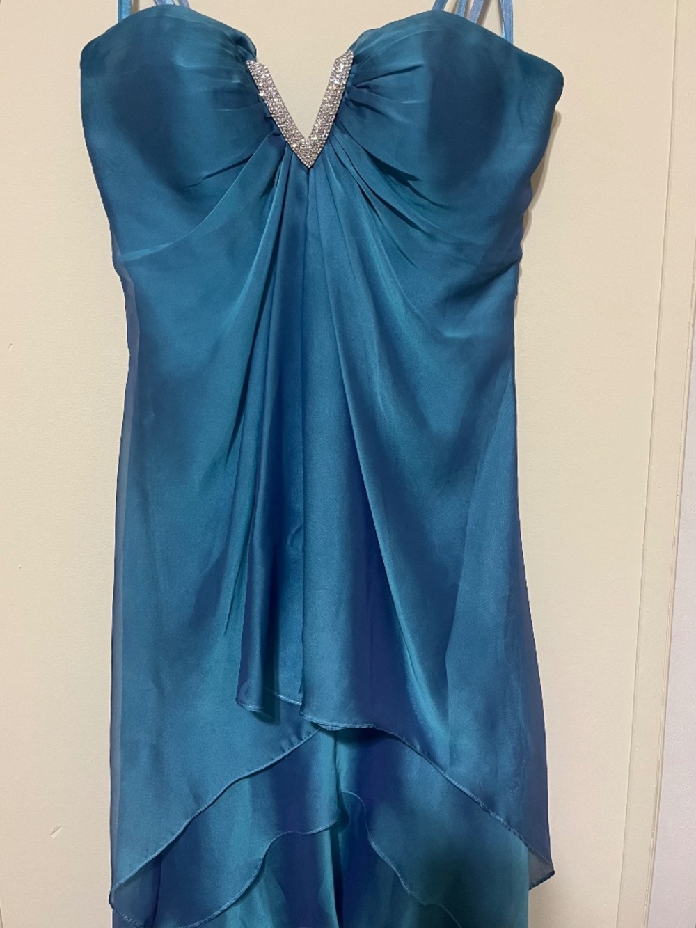 La Femme Strapless Rhinestone accent gown. Prom or Bridesmaid